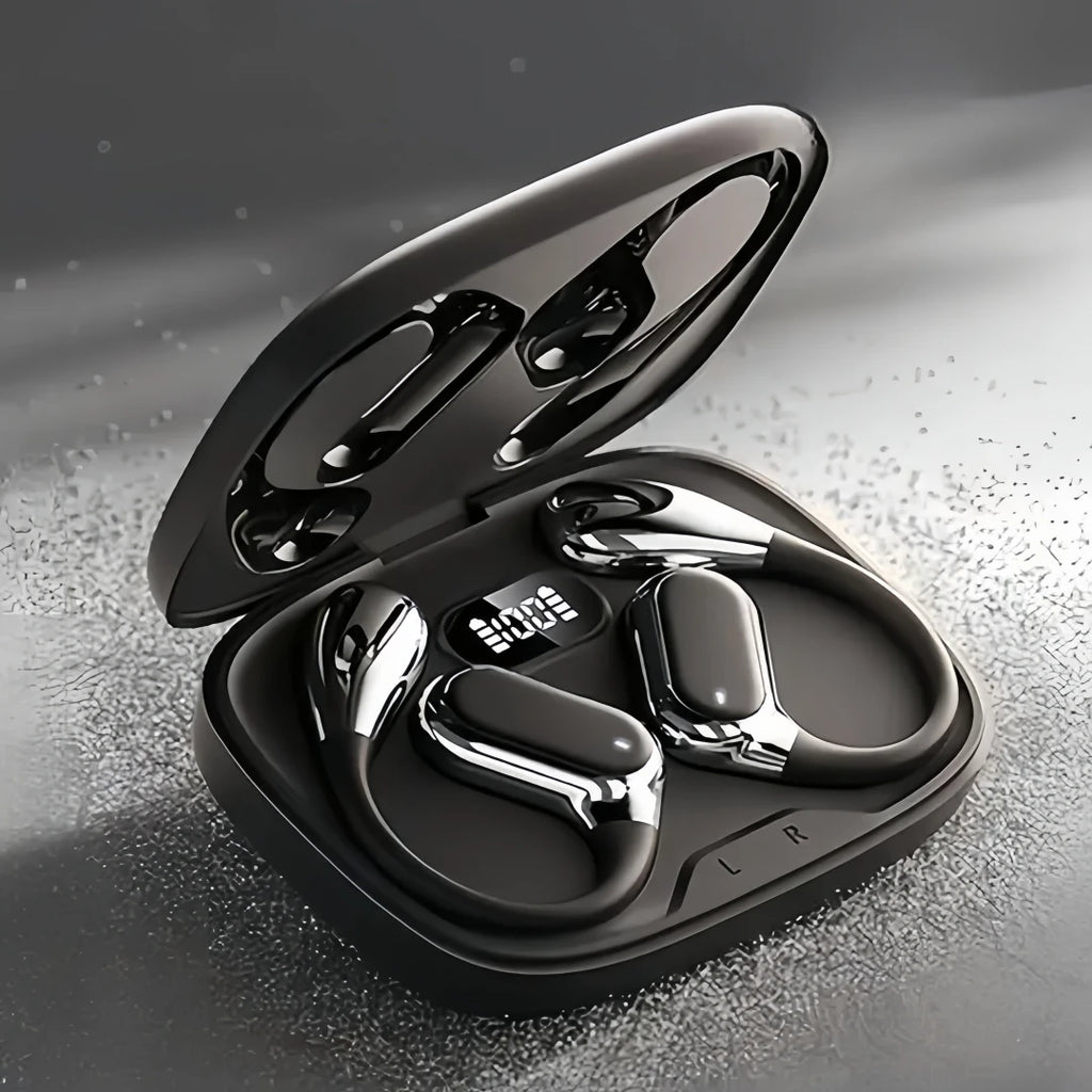 Open Ear Wireless Earbuds Bluetooth Headphones, 50Hrs Playtime Stereo Sound Earphones with IPX7 Waterproof Ear Buds for Fitness