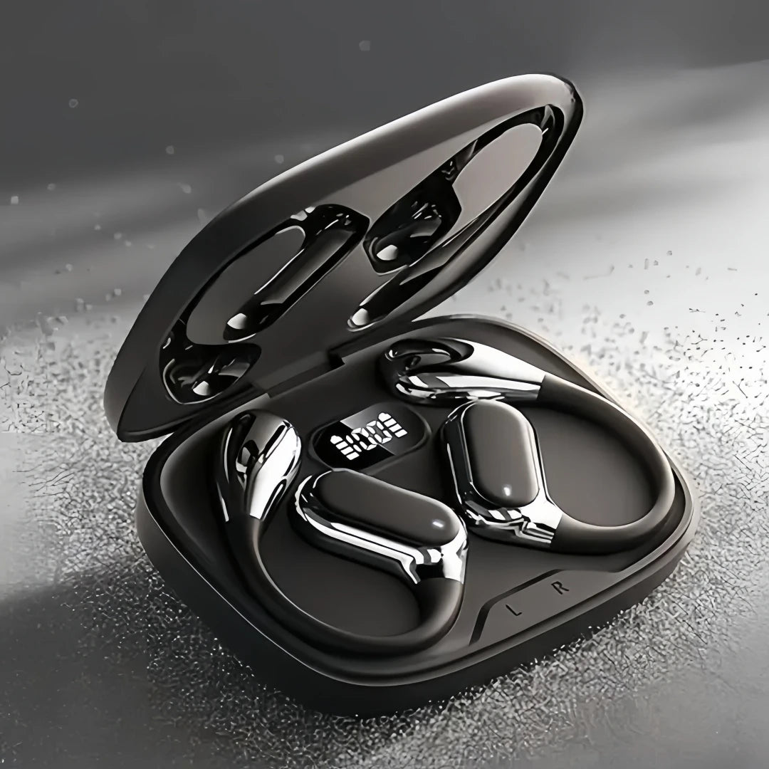 Open Ear Wireless Earbuds Bluetooth Headphones, 50Hrs Playtime Stereo Sound Earphones with IPX7 Waterproof Ear Buds for Fitness