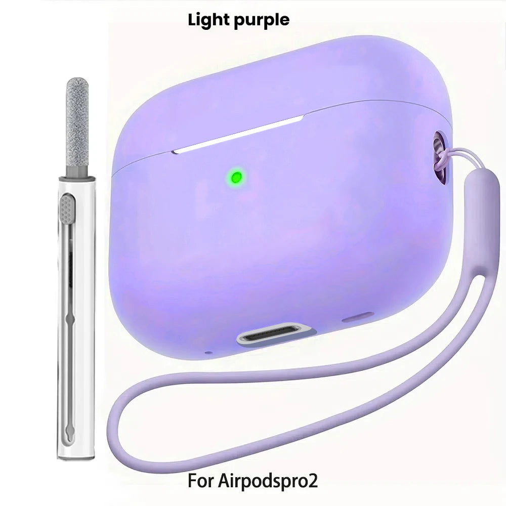 For AirPods Pro 2 Case Liquid Silicone Cover For AirPods Pro 2 2nd Pro2 2022 2023 Cases Sleeve With Cleaningr Pen Lanyard Funda