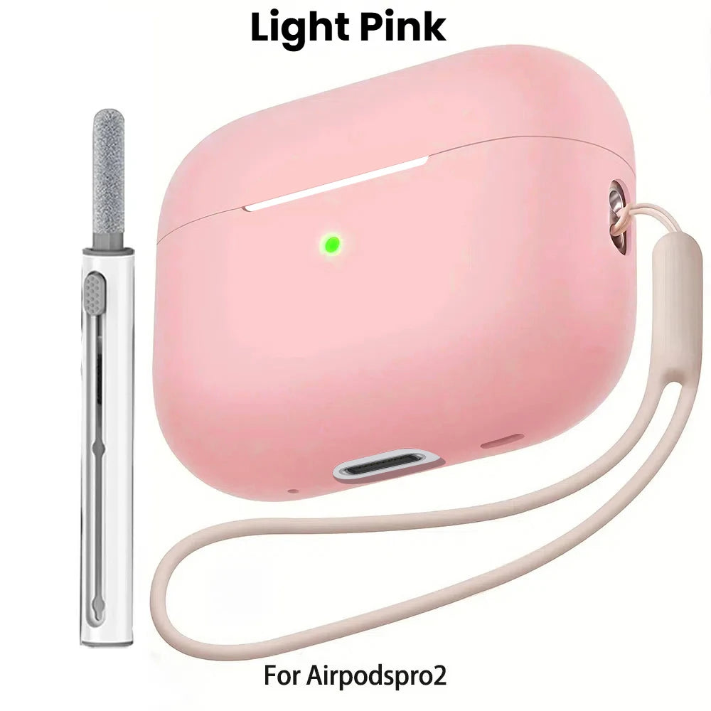 For AirPods Pro 2 Case Liquid Silicone Cover For AirPods Pro 2 2nd Pro2 2022 2023 Cases Sleeve With Cleaningr Pen Lanyard Funda
