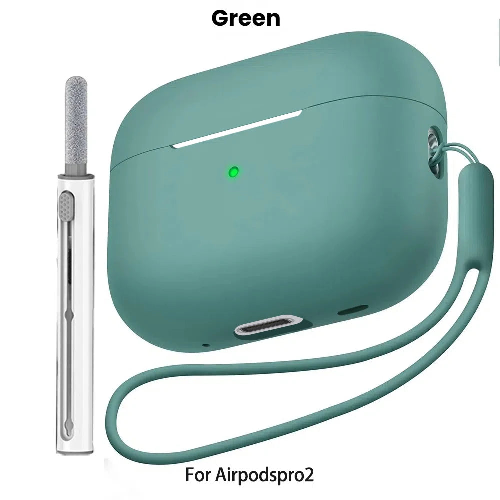 For AirPods Pro 2 Case Liquid Silicone Cover For AirPods Pro 2 2nd Pro2 2022 2023 Cases Sleeve With Cleaningr Pen Lanyard Funda