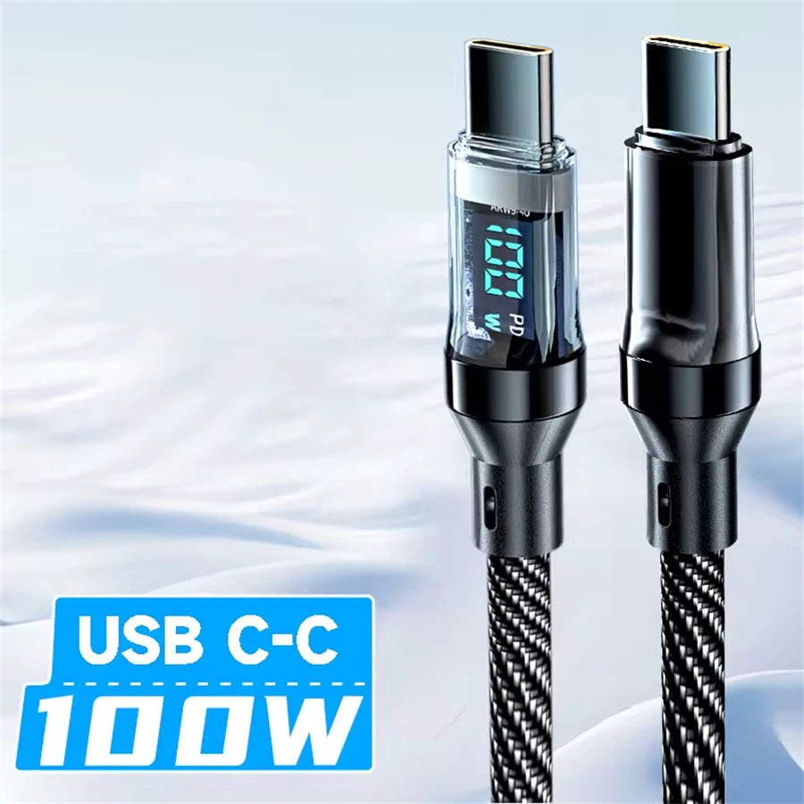 120W Super Fast Charging USB-C Cable with Real-Time Display