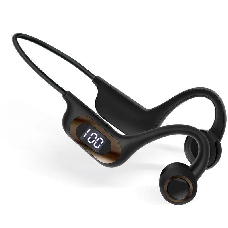 Bone Conduction Headphones Bluetooth Earphones Open Ear Sports Wireless Headset with LED Display TF Card Support Battery Life