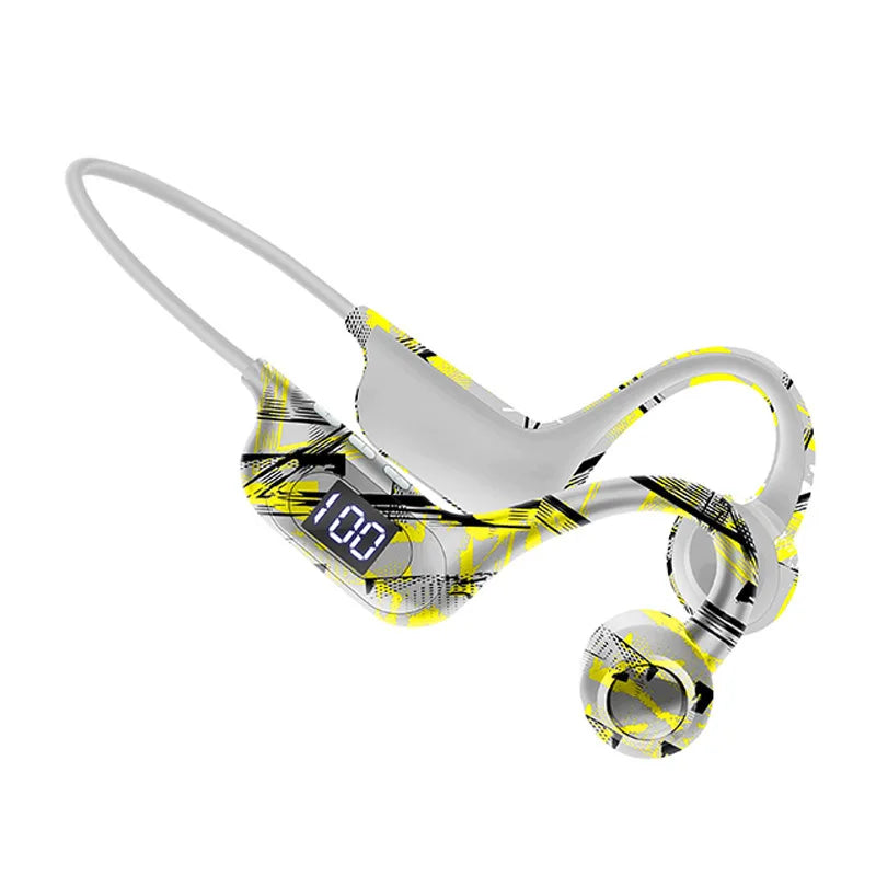 Bone Conduction Headphones Bluetooth Earphones Open Ear Sports Wireless Headset with LED Display TF Card Support Battery Life