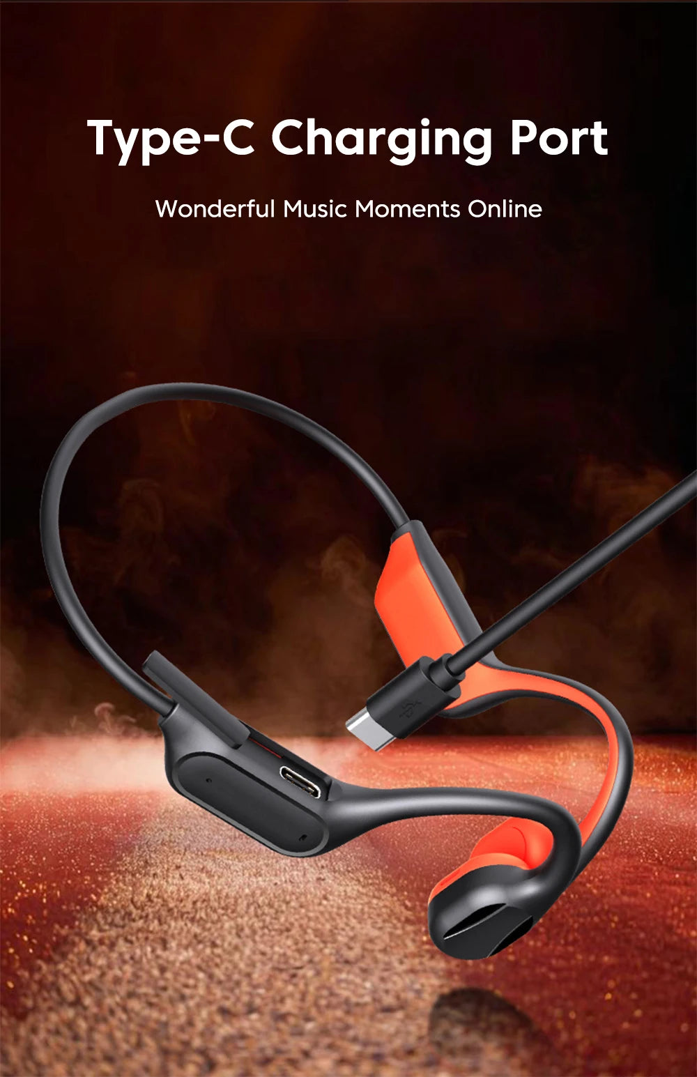 Bone Conduction Earphones Sport Wireless Headphone Bluetooth 6.0 Headset Hands-free with Mic for Running Support For TF Cards