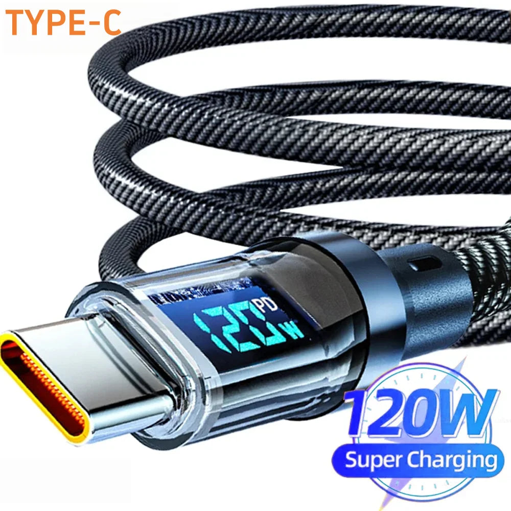 120W Super Fast Charging USB-C Cable with Real-Time Display