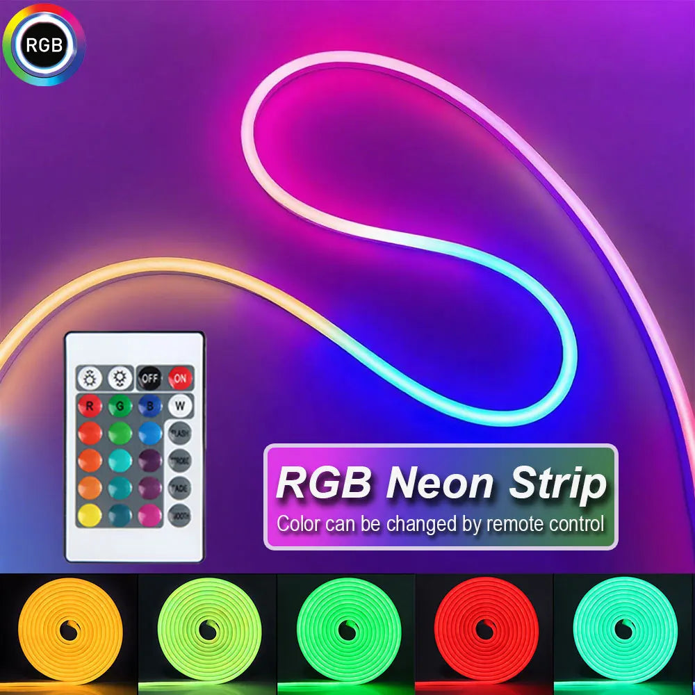 RGB Neon LED Strip Lights USB 5V Strip IP65 Waterproof Control Led Flexible Diode Decoration For Home Living Room Decor Lighting