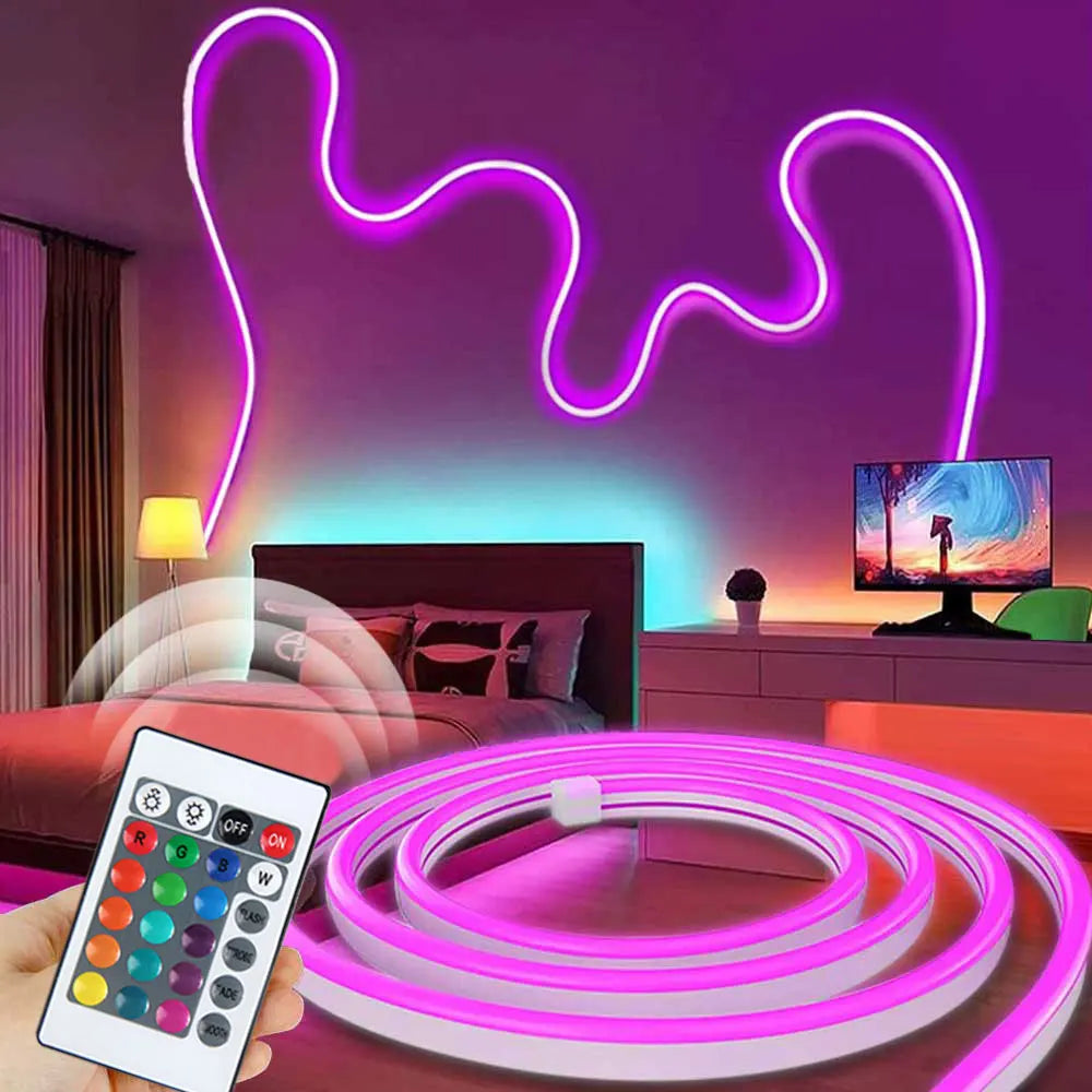 RGB Neon LED Strip Lights USB 5V Strip IP65 Waterproof Control Led Flexible Diode Decoration For Home Living Room Decor Lighting