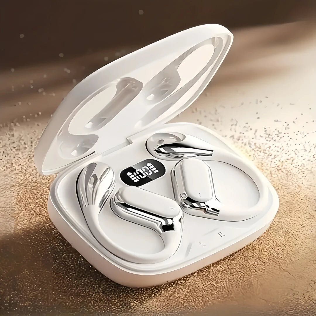 Open Ear Wireless Earbuds Bluetooth Headphones, 50Hrs Playtime Stereo Sound Earphones with IPX7 Waterproof Ear Buds for Fitness