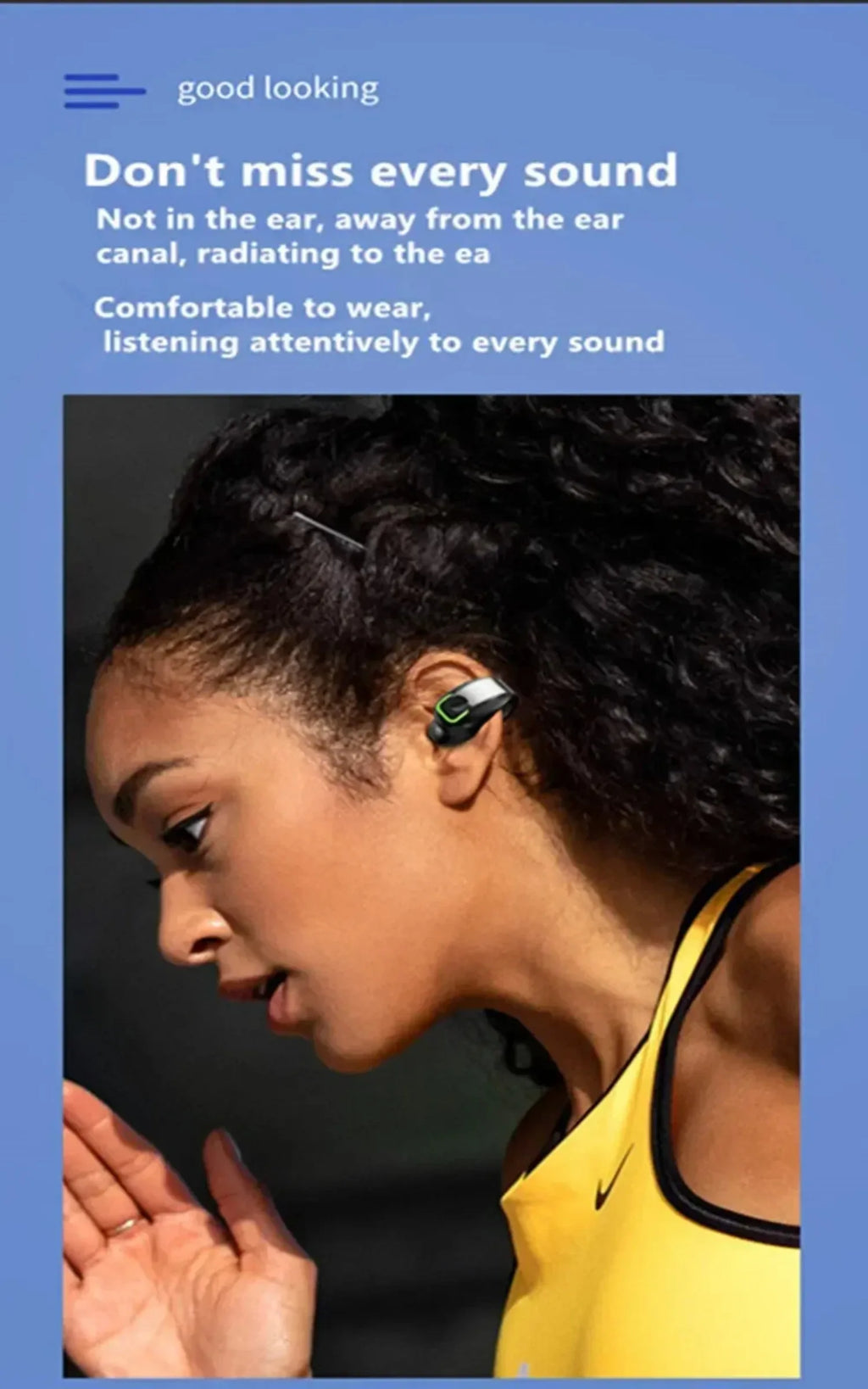 Bluetooth Headset 5.3 Bone Conduction Wireless Ear Clip Headphones IPX5 Waterproof Sport Gaming Earbuds Noise Cancelling