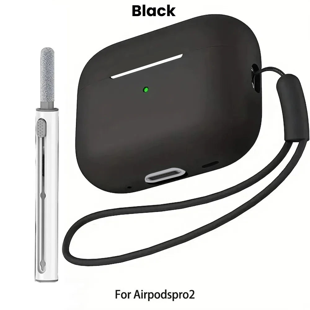 For AirPods Pro 2 Case Liquid Silicone Cover For AirPods Pro 2 2nd Pro2 2022 2023 Cases Sleeve With Cleaningr Pen Lanyard Funda