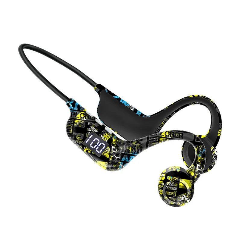 Bone Conduction Headphones Bluetooth Earphones Open Ear Sports Wireless Headset with LED Display TF Card Support Battery Life