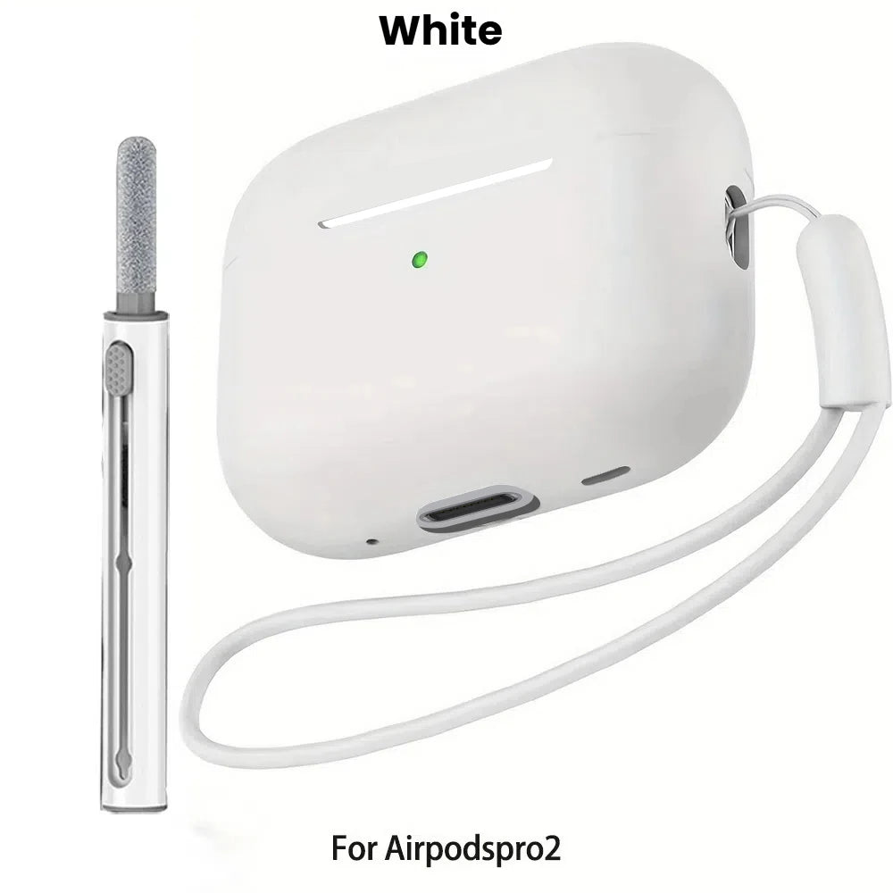 For AirPods Pro 2 Case Liquid Silicone Cover For AirPods Pro 2 2nd Pro2 2022 2023 Cases Sleeve With Cleaningr Pen Lanyard Funda