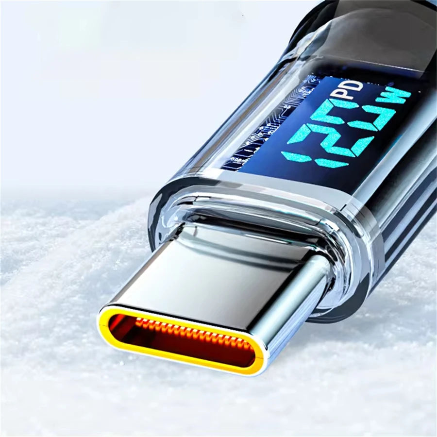 120W Super Fast Charging USB-C Cable with Real-Time Display