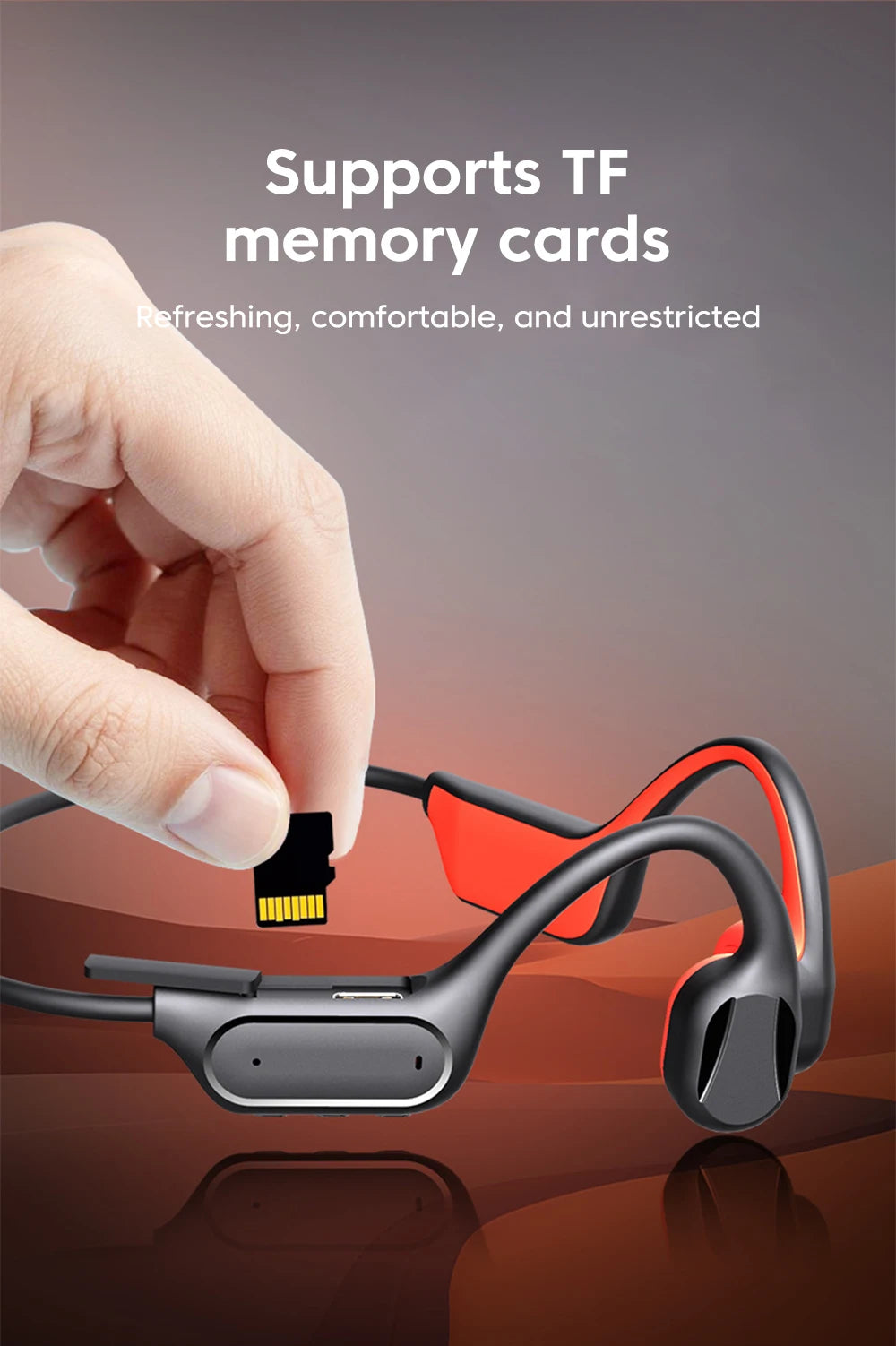 Bone Conduction Earphones Sport Wireless Headphone Bluetooth 6.0 Headset Hands-free with Mic for Running Support For TF Cards