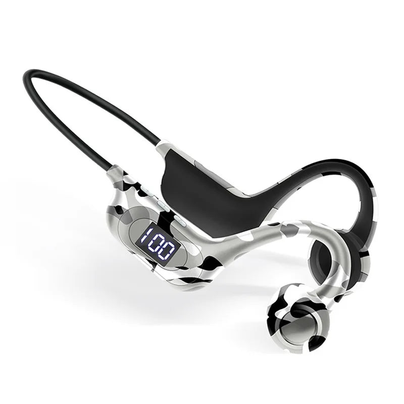 Bone Conduction Headphones Bluetooth Earphones Open Ear Sports Wireless Headset with LED Display TF Card Support Battery Life